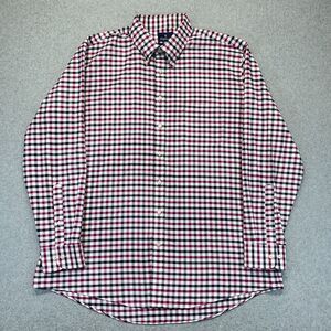 Stafford Button-Up Shirt Men’s 18 36–37 Red Purple Stripe Wrinkle Free